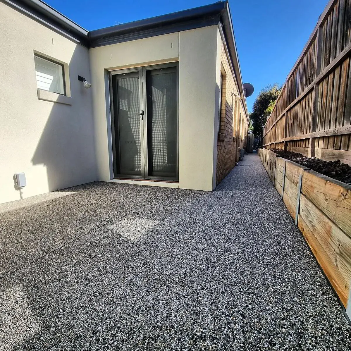 Charcoal coloured driveway — Keilor Downs